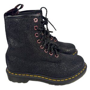 Dr. Martens 1460 Bejewelled Combat‎ Boots Womens 6 Black Leather Pink Dots